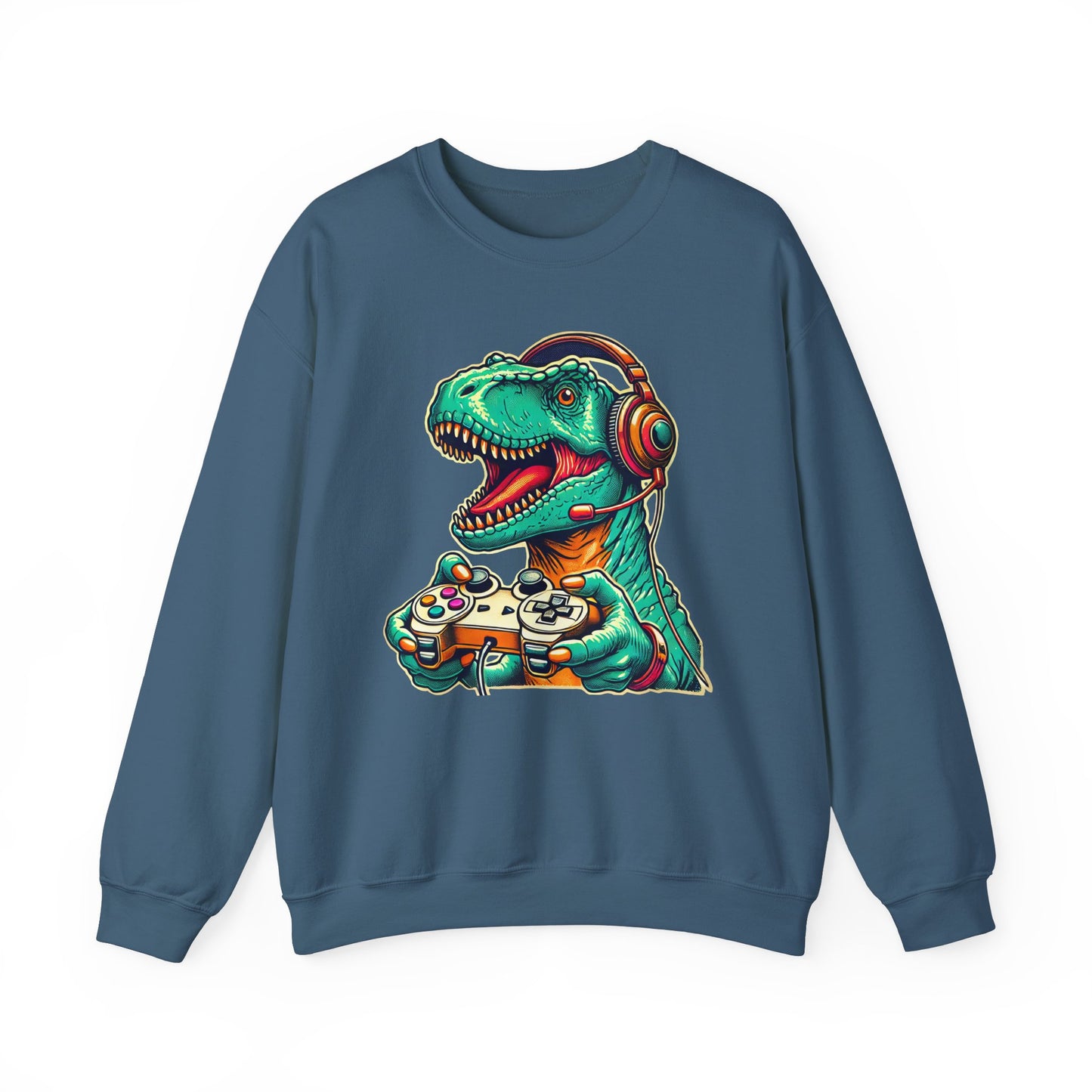 T-Rex Dinosaur Gamer, Gaming Unisex Crewneck Sweatshirt