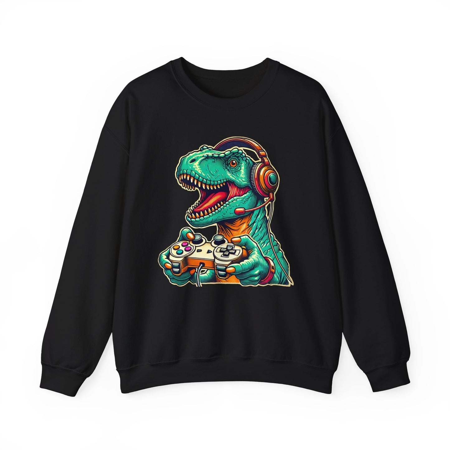 T-Rex Dinosaur Gamer, Gaming Unisex Crewneck Sweatshirt
