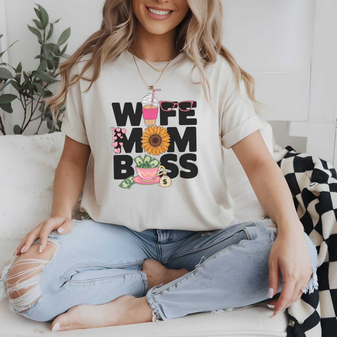 Wife Mom Boss – Jersey Short Sleeve Tee
